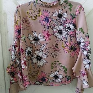 Chicwish floral chiffon top with ruffle sleeves